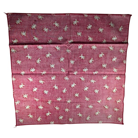 Red Teddy Bear Print Cotton Fabric napkins Squares christmas linens whimsical - Picture 3 of 5